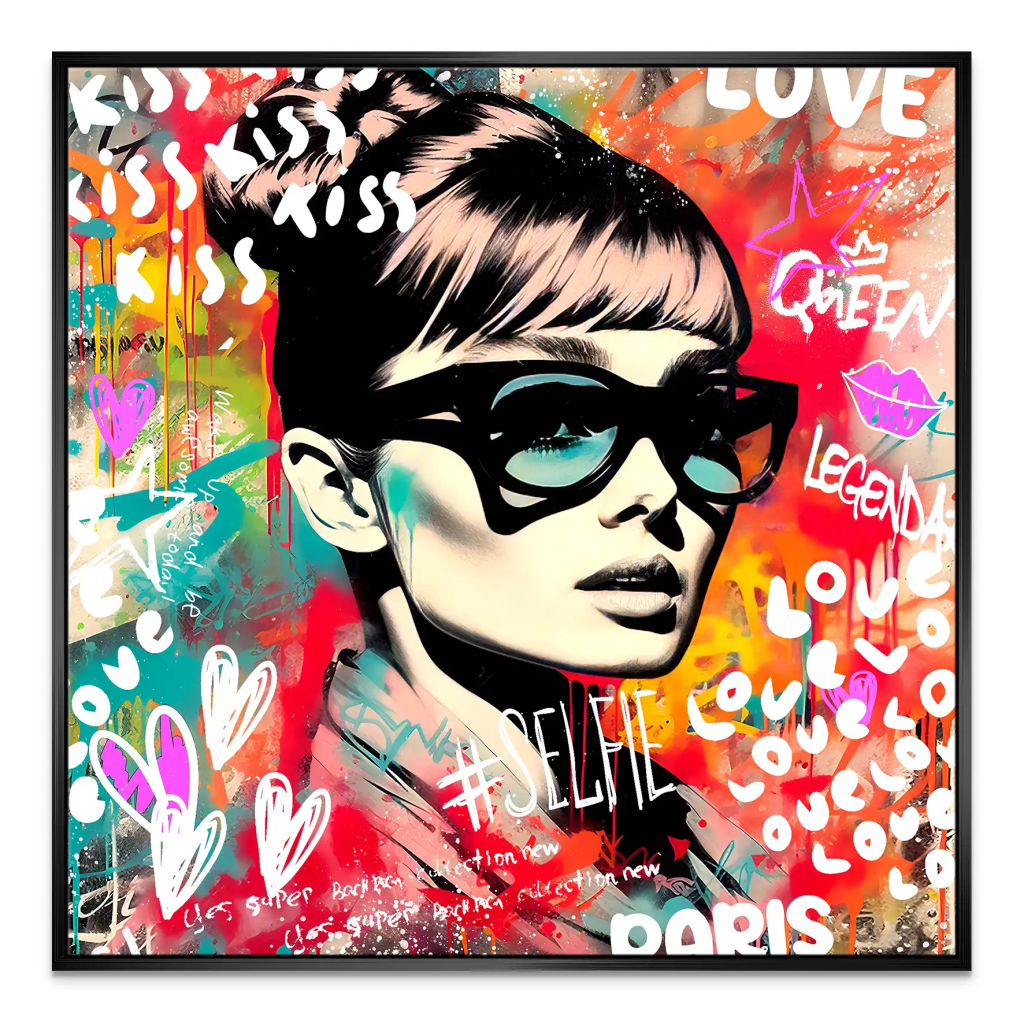 Audrey Hepburn Graffiti Leinwand Bild INGALERIE