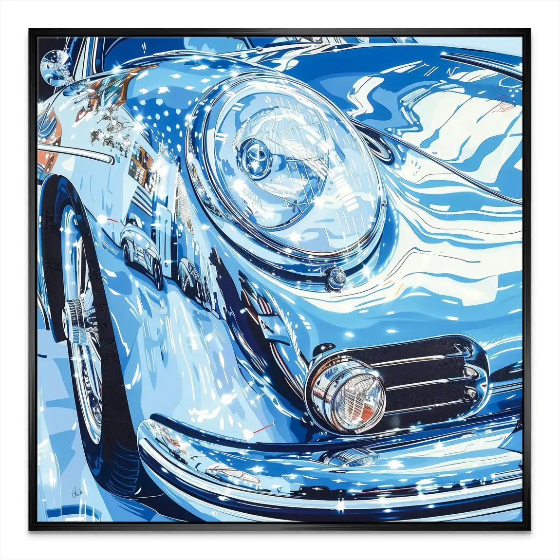 Porsche 356 Abstrakt Blue Leinwand Bild INGALERIE