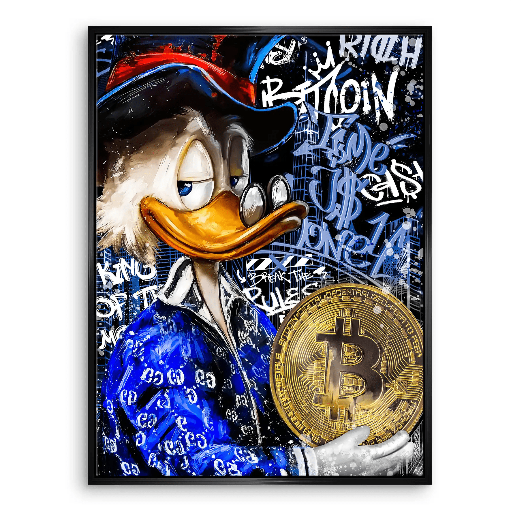 Dagobert Bitcoin Pop Art Leinwand Bild INGALERIE