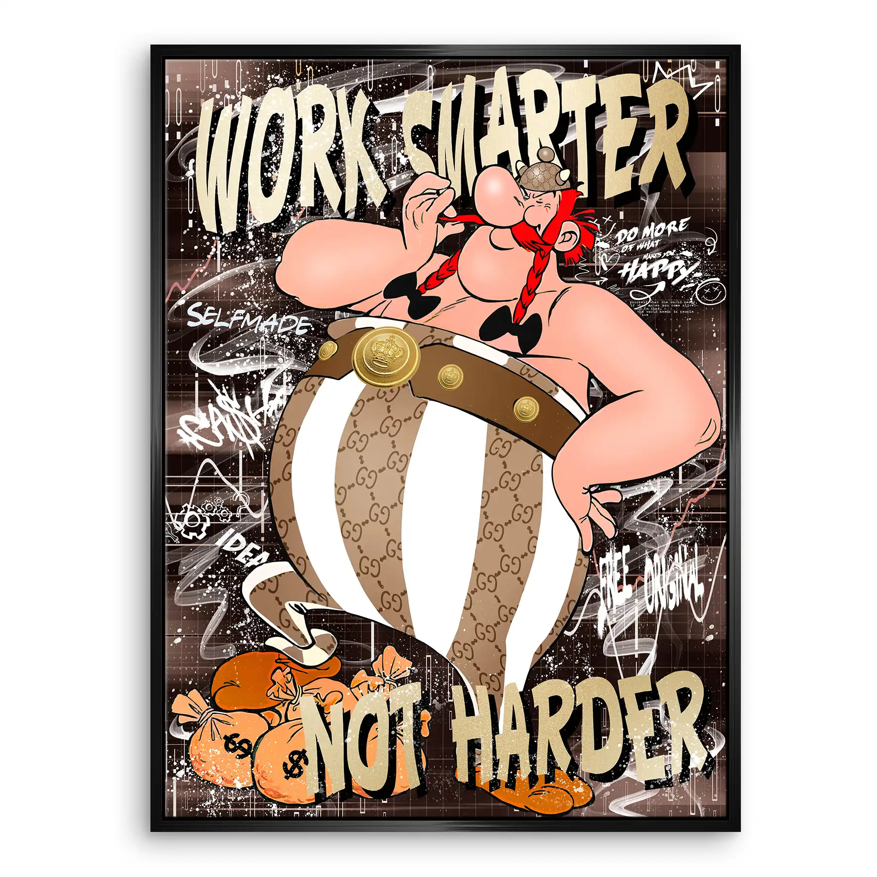 Obelix Work Smarter Retro Leinwand Bild INGALERIE