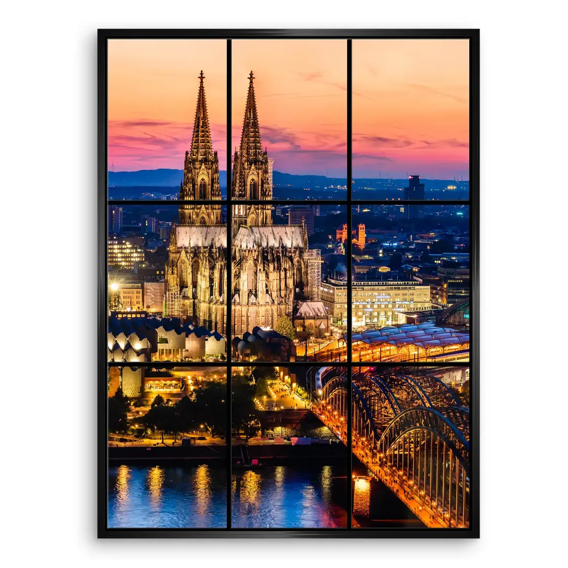 Köln City Lights Leinwand Bild