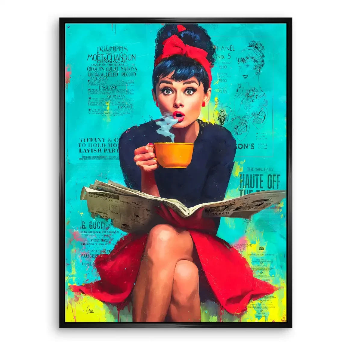 Audrey Hepburn News Pop Art Leinwand Bild INGALERIE
