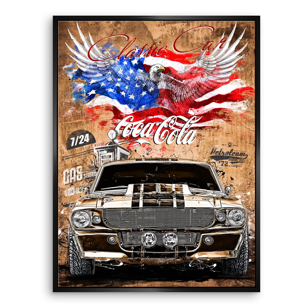 Ford Mustang Pop Art Vintage Style Leinwand Bild INGALERIE