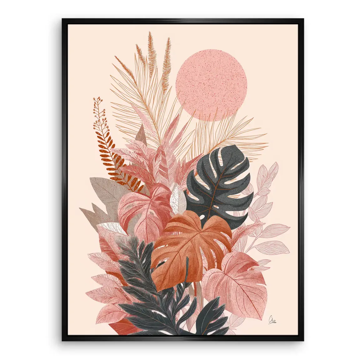 Terracotta Leaves Harmony Leinwand Bild