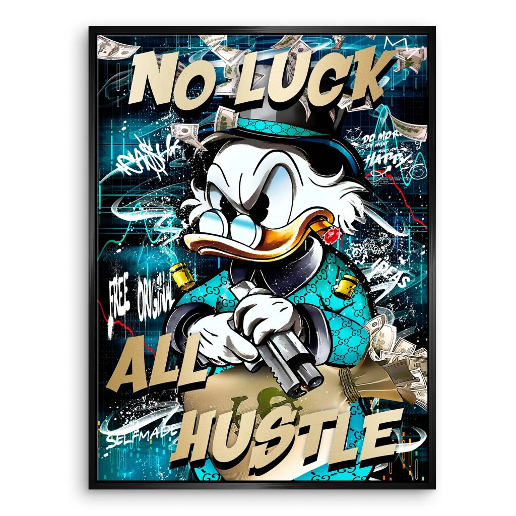 Dagobert Duck All Hustle Pop Art Leinwand Bild INGALERIE