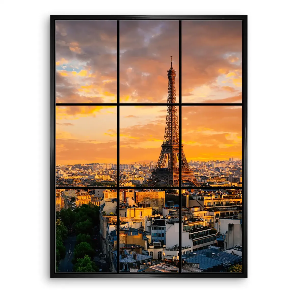Sunset View Paris Leinwand Bild