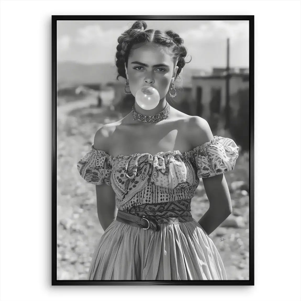 Young Frida Bubble Gum Leinwand Bild INGALERIE