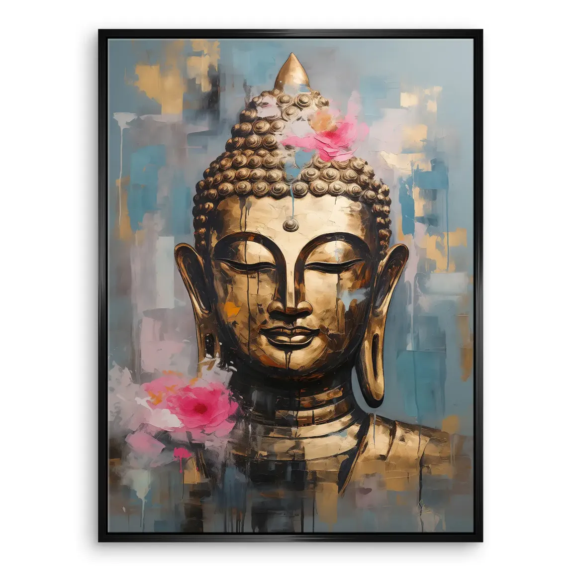 Golden Lotus Buddha Leinwand Bild