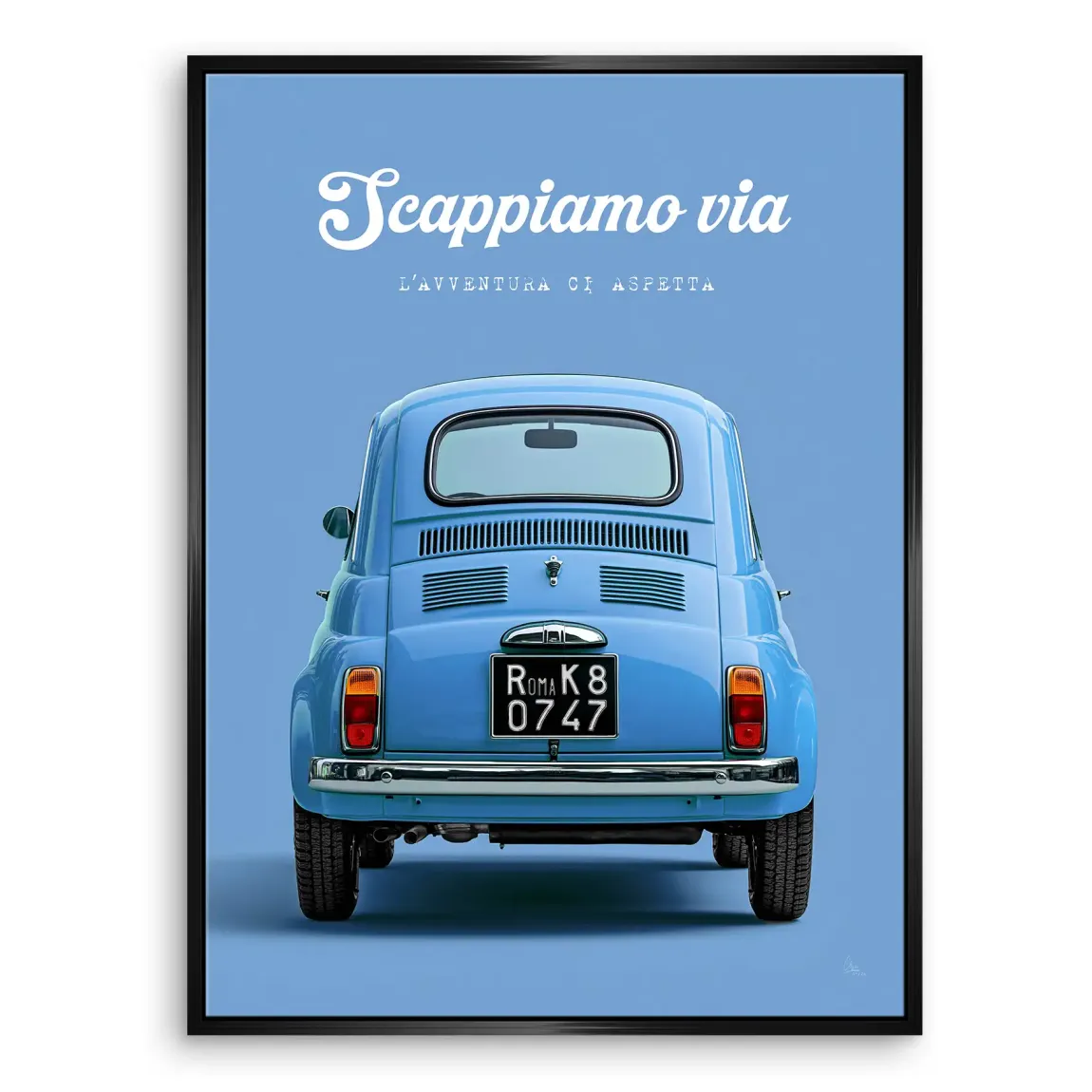 Fiat 500 Azzurro Leinwand Bild