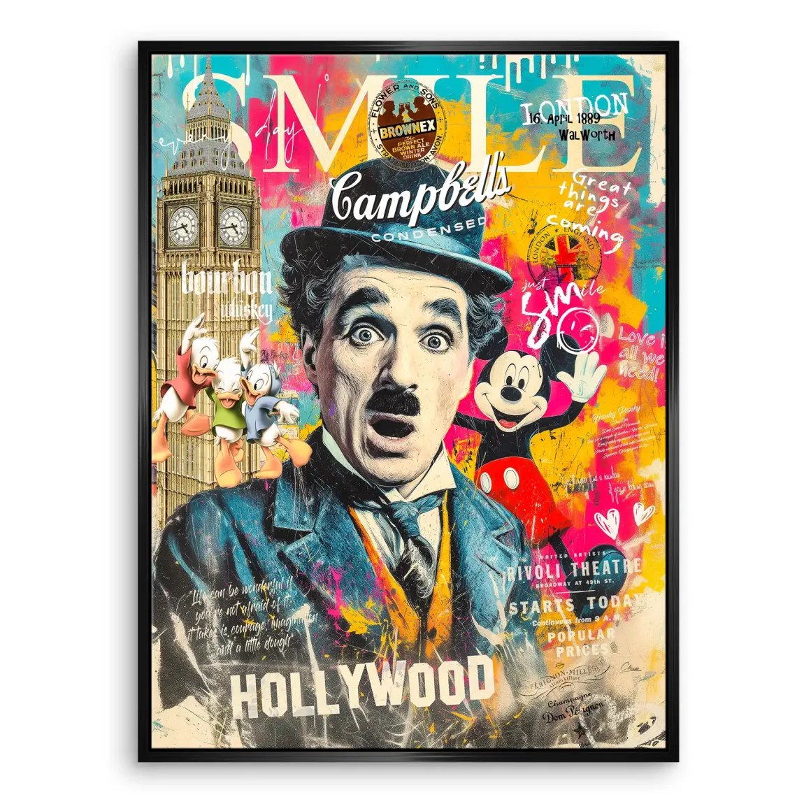 Smile Charlie & Micky Pop Art Leinwand Bild INGALERIE