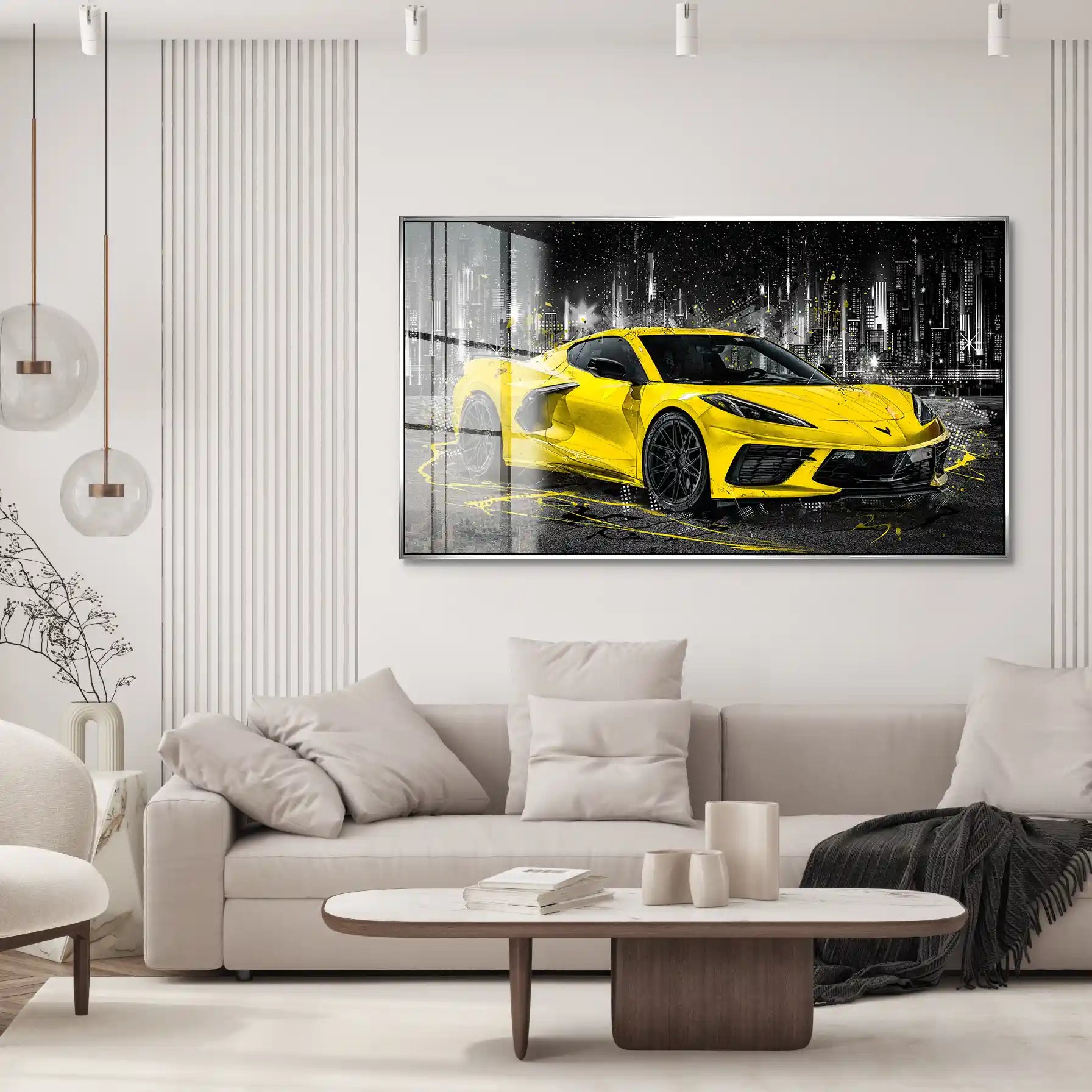 Corvette C8 Abstrakt Gelb Acrylglas Bild INGALERIE