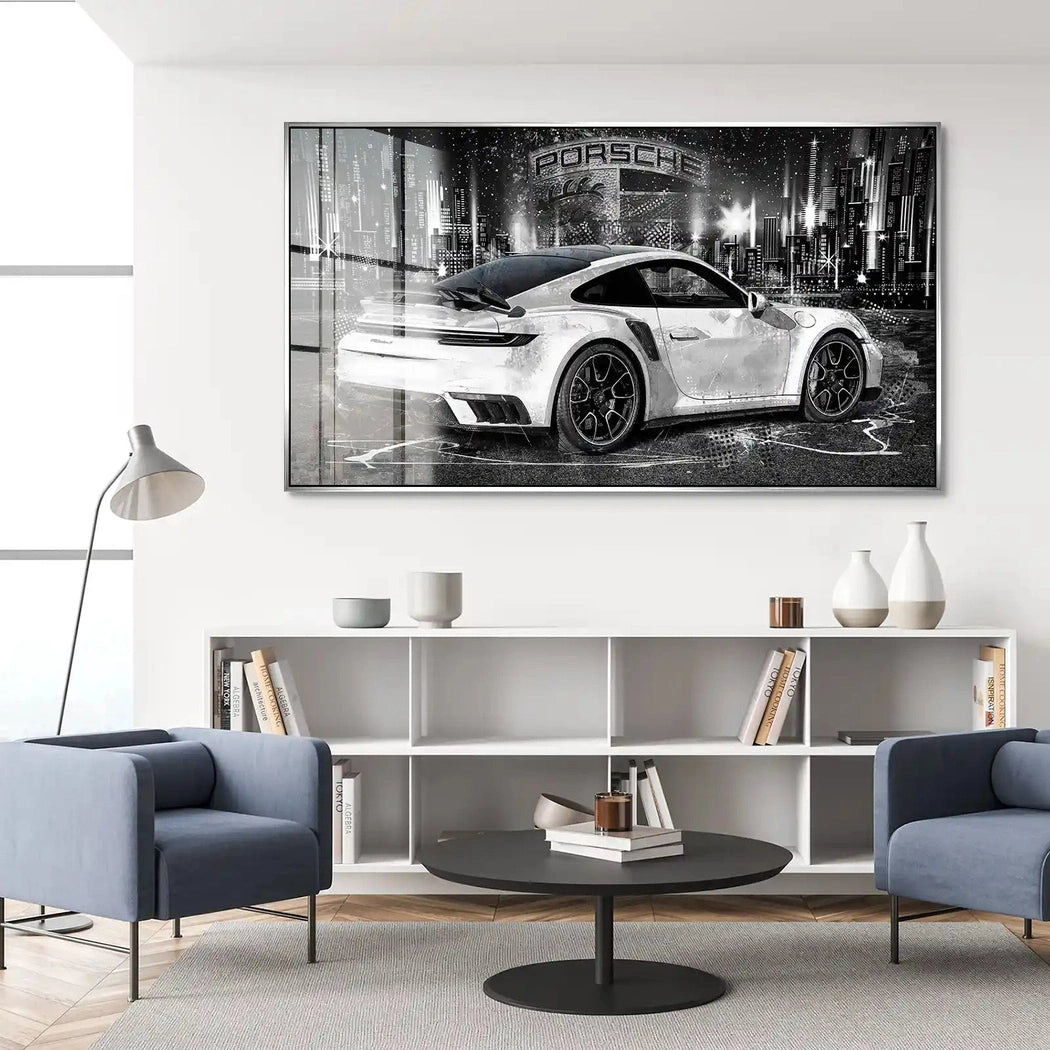 Porsche 911 Turbo Abstrakt White Acrylglas Bild INGALERIE