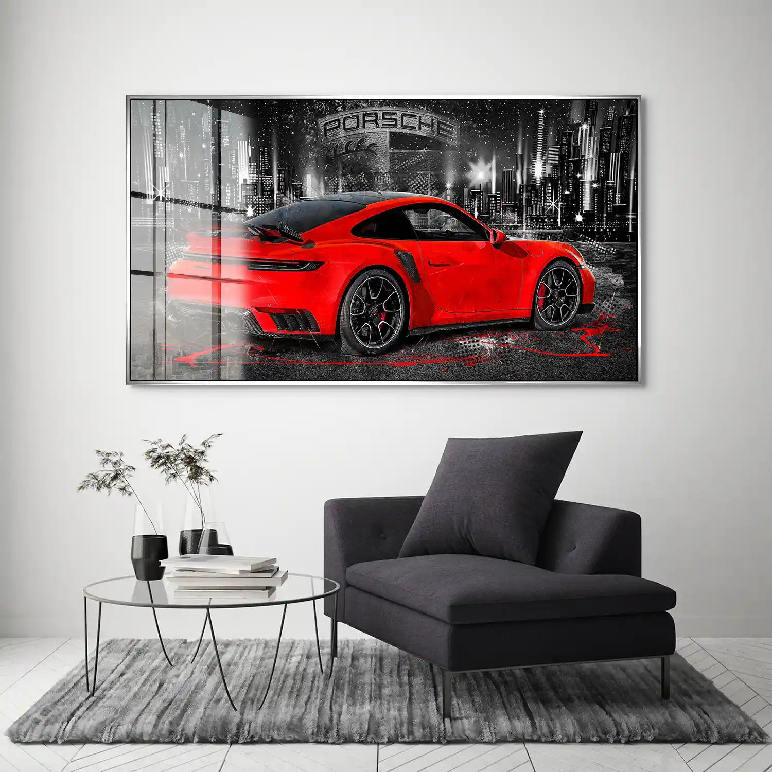 Porsche 911 Turbo Abstrakt Rot Acrylglas Bild INGALERIE