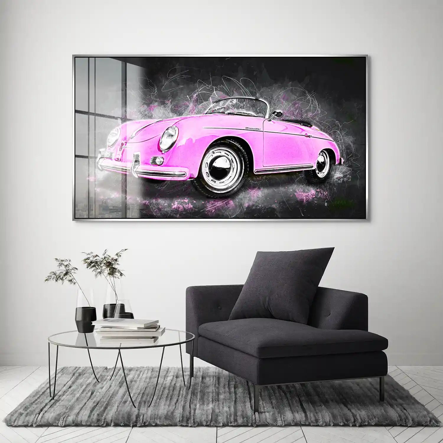 Pink Porsche Speedster Abstrakt Style Acrylglas Bild INGALERIE