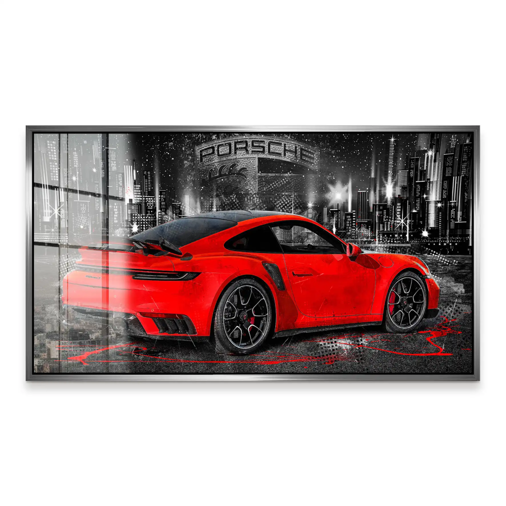 Porsche 911 Turbo Abstrakt Rot Acrylglas Bild INGALERIE