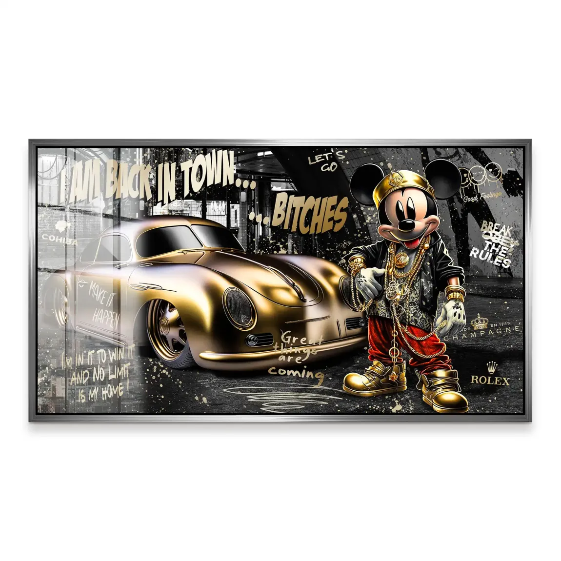 Mickey Gold 356 Porsche Acrylglas Bild