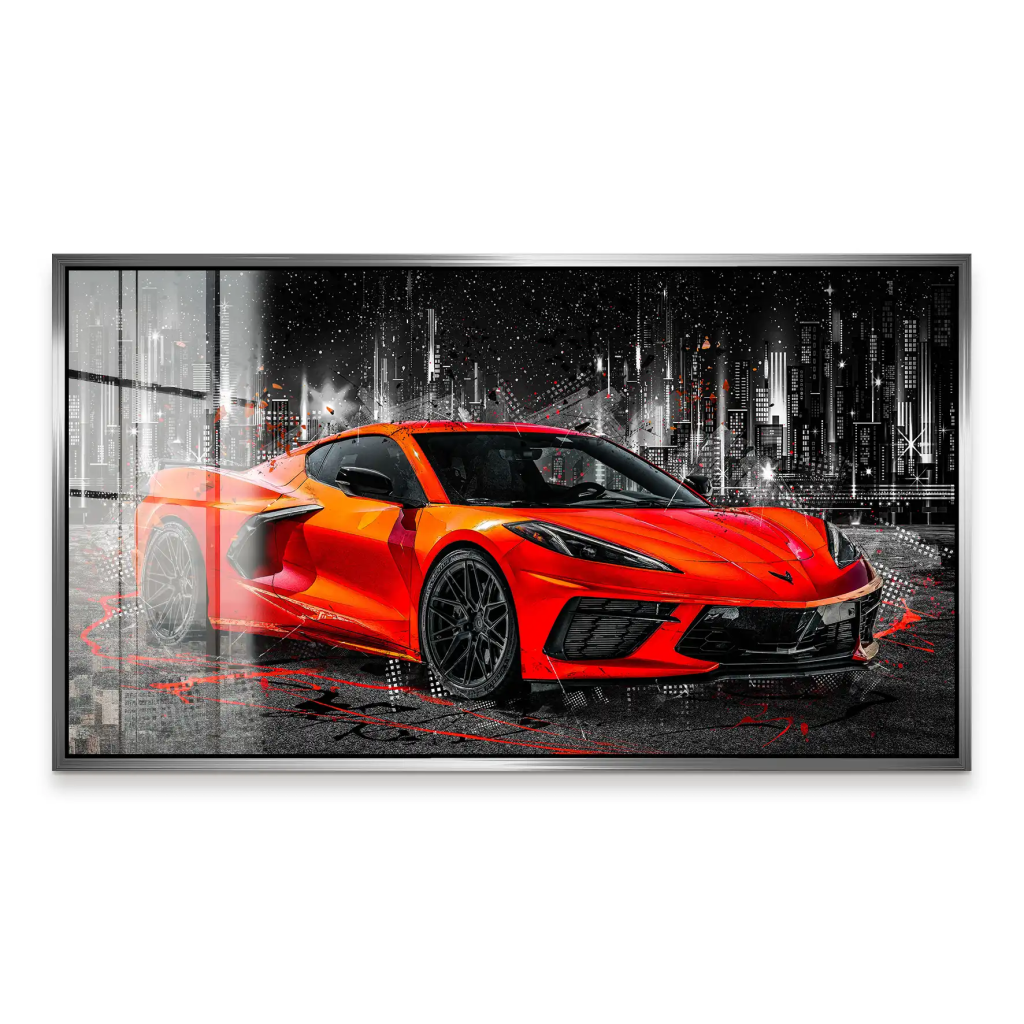 Corvette C8 Abstrakt Rot Acrylglas Bild INGALERIE