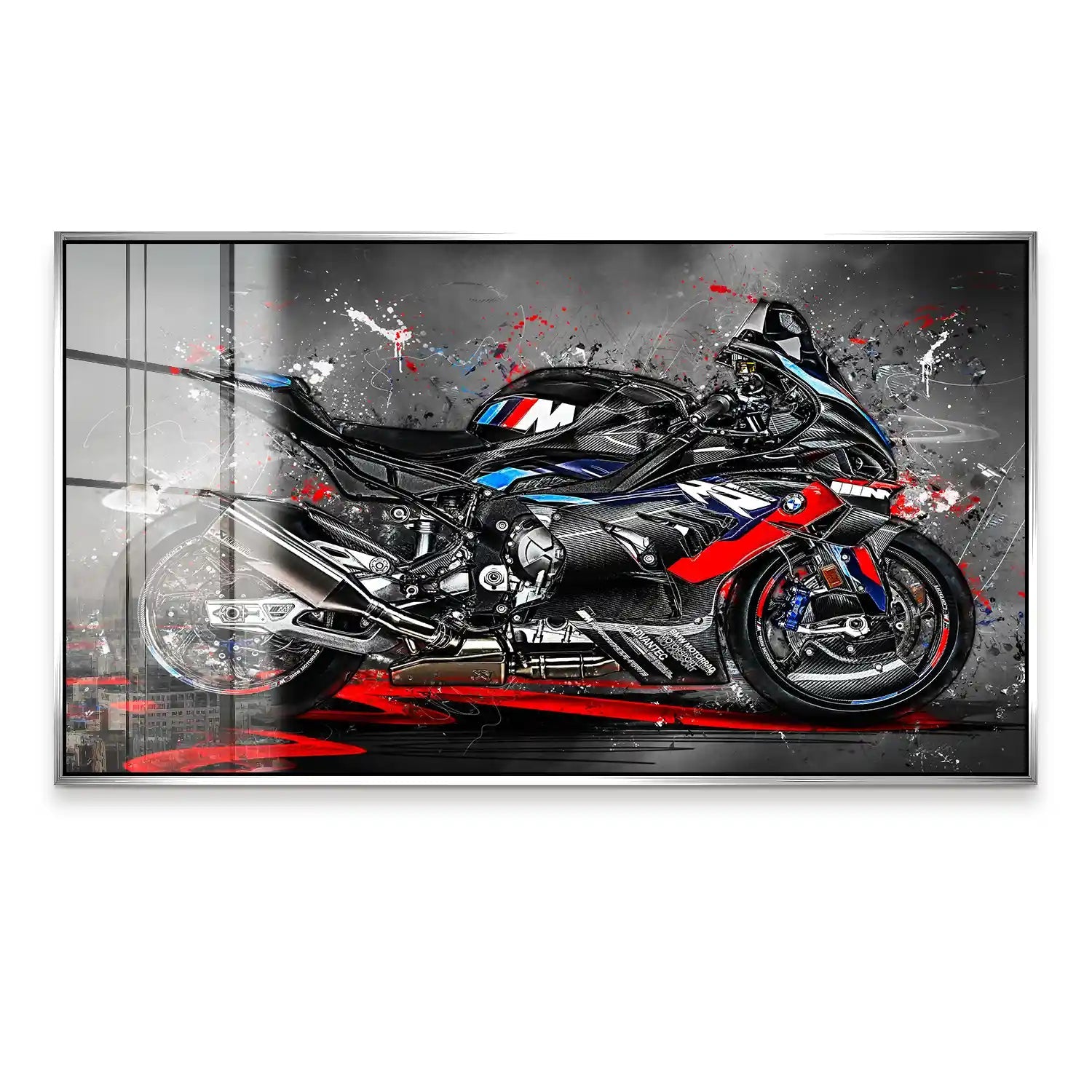 BMW M1000 Motorrad Abstrakt Black Style Acrylglas Bild INGALERIE