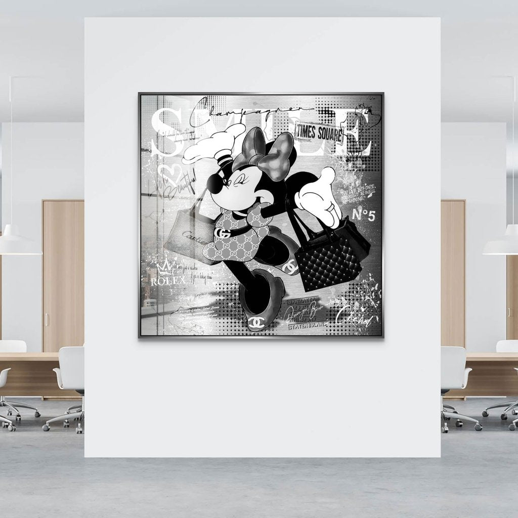 Minnie Smile Black Pop Art Acrylglas Bild INGALERIE