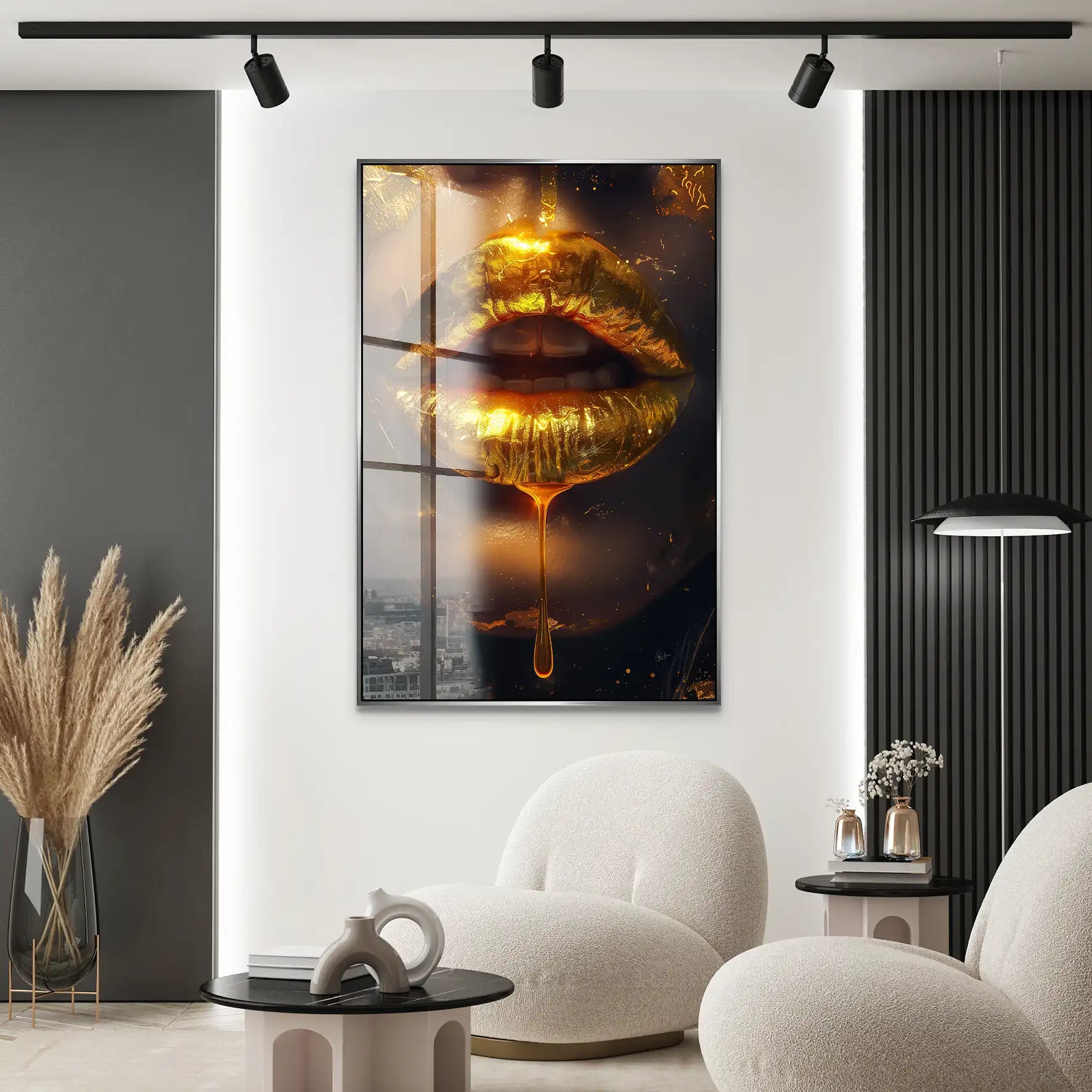 Sweet Gold Lips Acrylglas Bild INGALERIE