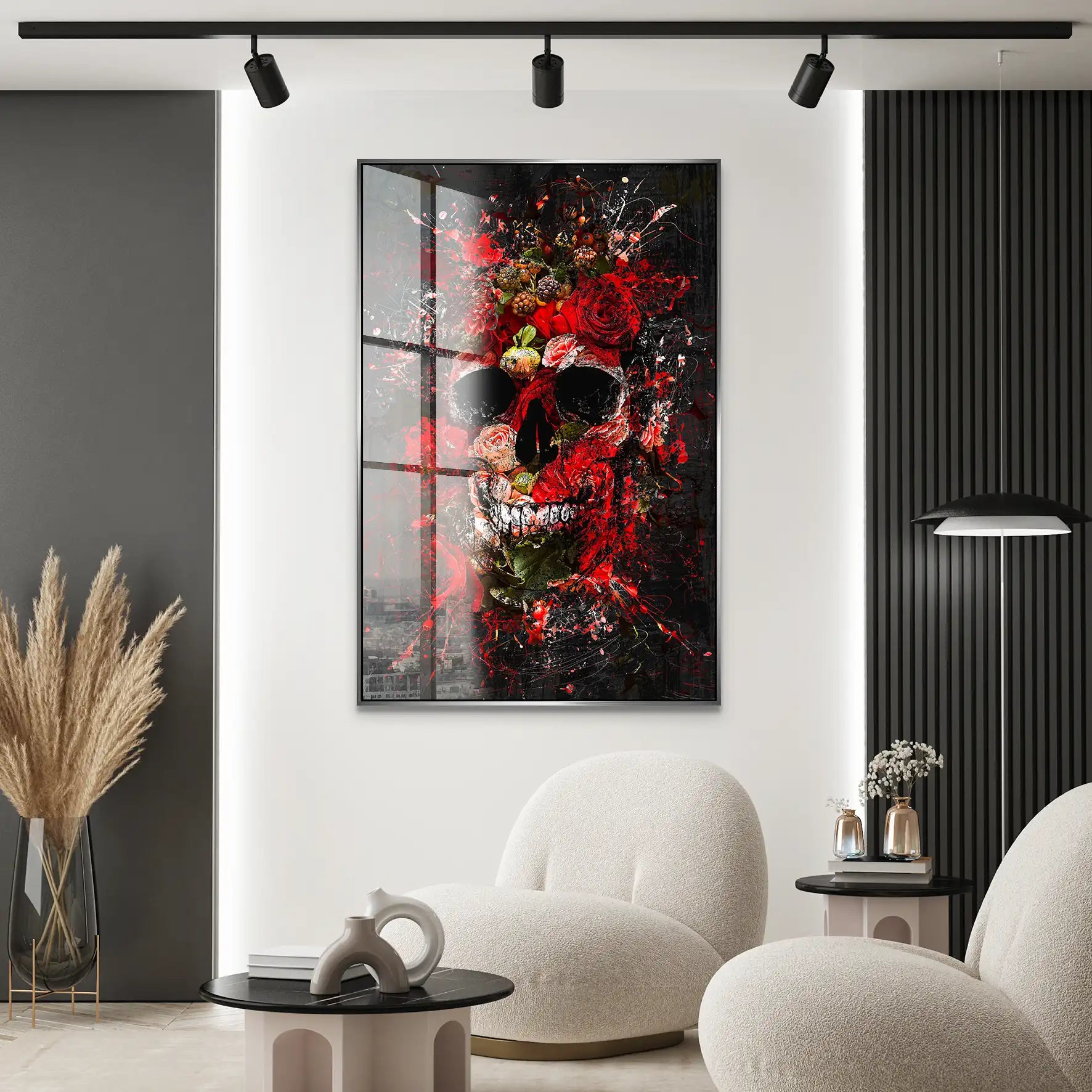 Totenkopf Abstrakt Rose Acrylglas Bild INGALERIE