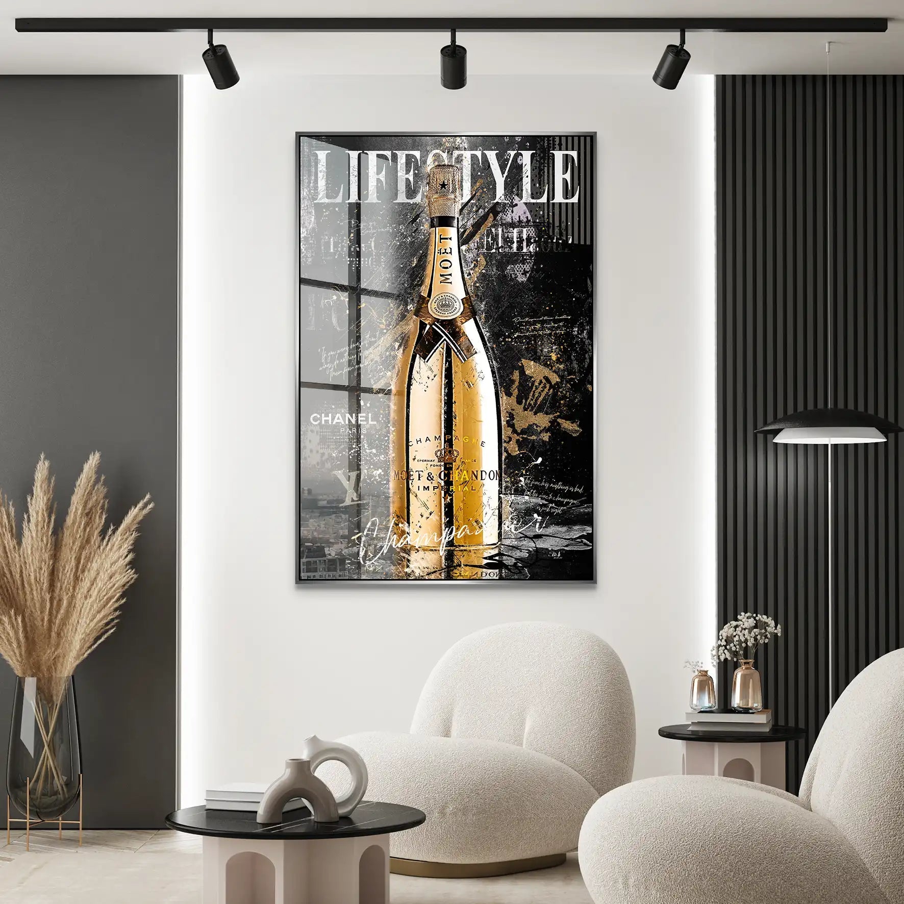 Champagner Black Style Acrylglas Bild INGALERIE