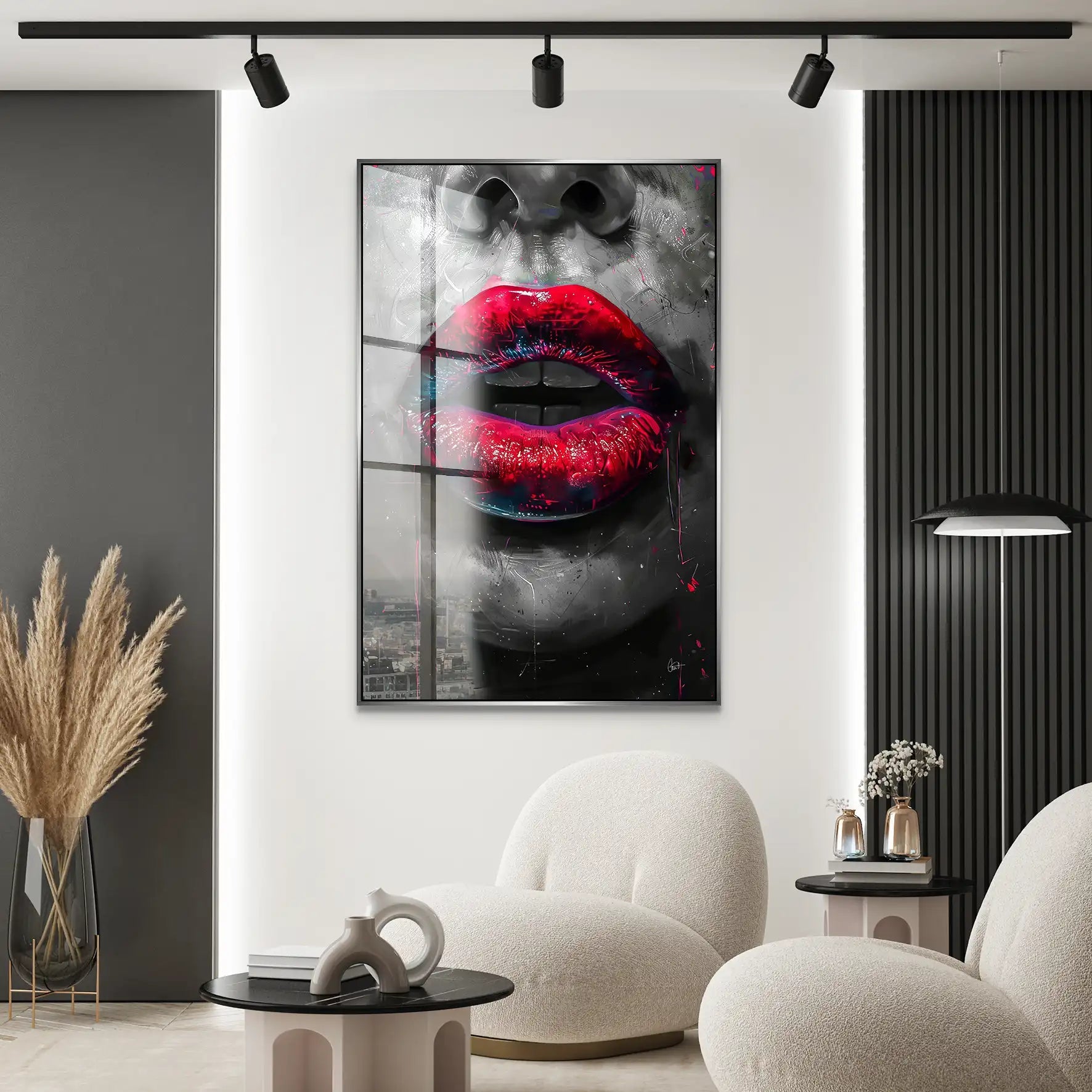 Abstrakt Red Lips Acrylglas Bild INGALERIE