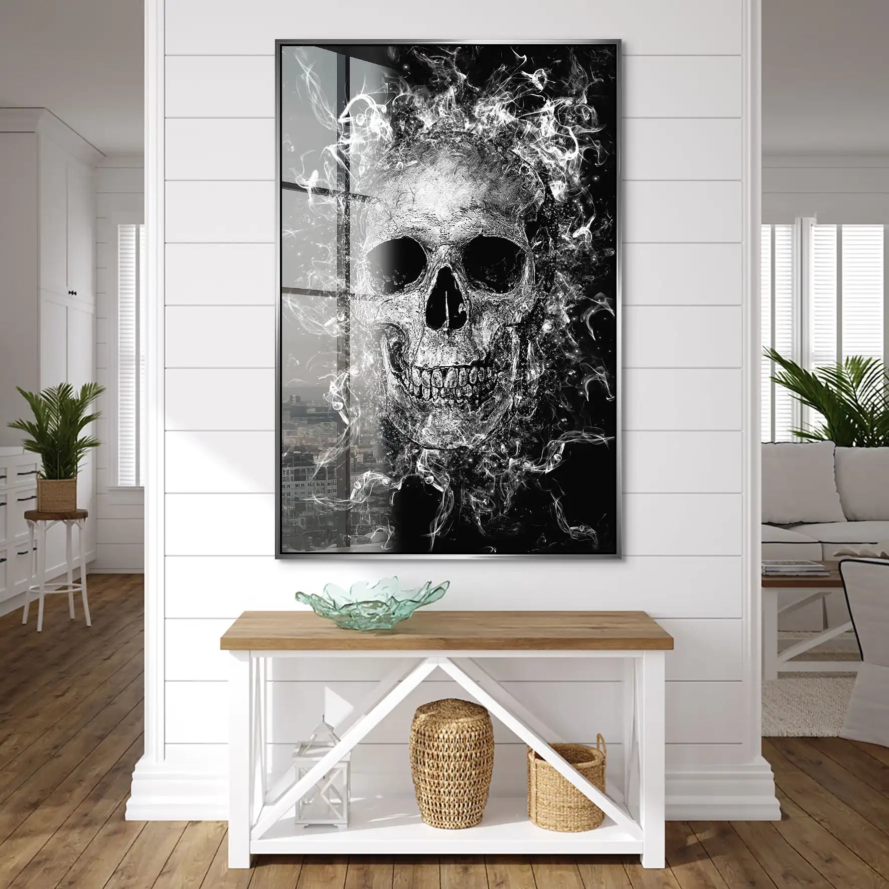 Totenkopf Abstrakt Black Acrylglas Bild INGALERIE