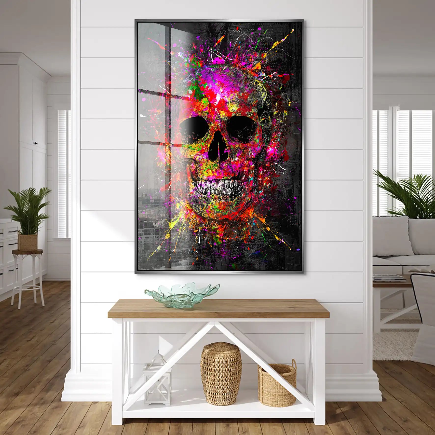 Totenkopf Abstrakt Color Art Acrylglas Bild INGALERIE