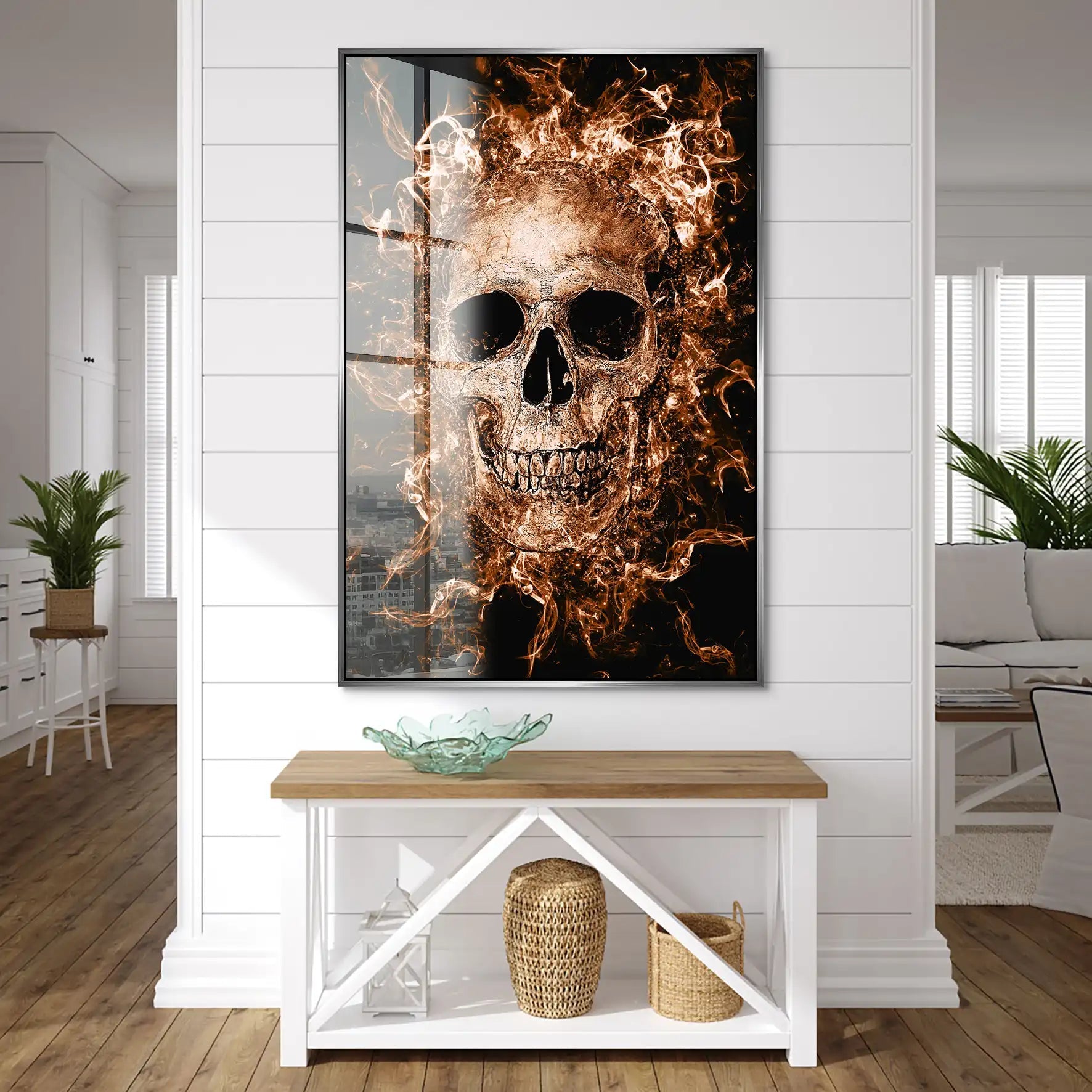 Totenkopf Abstrakt Retro Acrylglas Bild INGALERIE