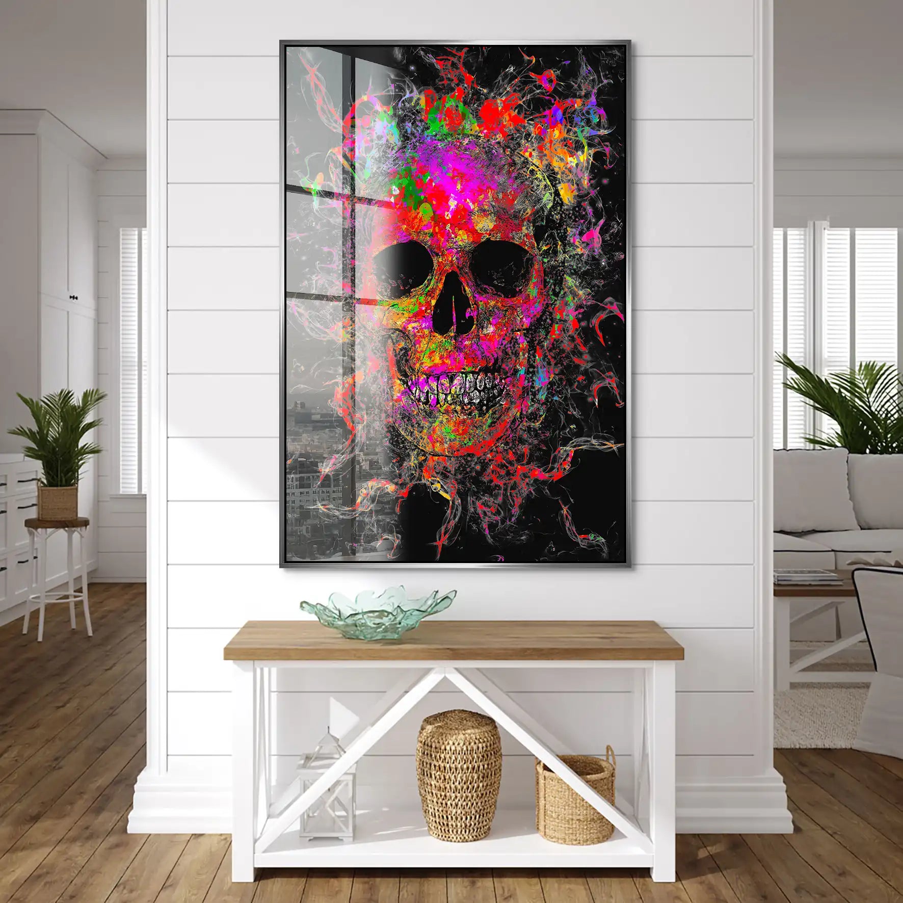 Totenkopf Abstrakt Color Acrylglas Bild INGALERIE