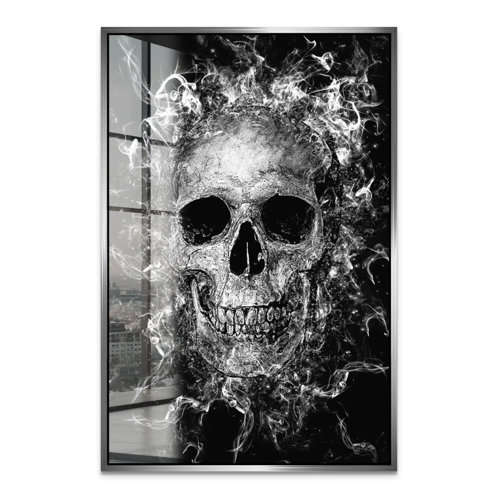 Totenkopf Abstrakt Black Acrylglas Bild INGALERIE