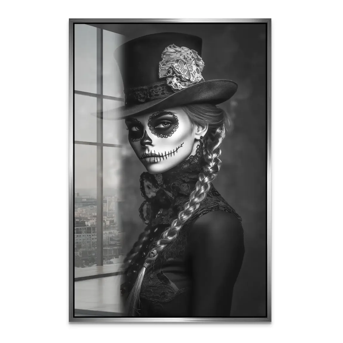 La Catrina Noir – Stil trifft Schattenkunst Acrylglas Bild INGALERIE