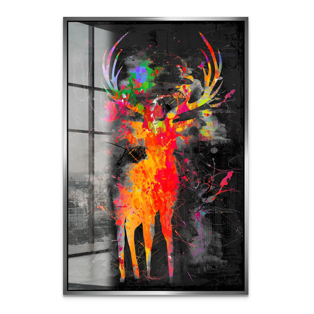 Hirsch Abstrakt Color Style Acrylglas Bild INGALERIE