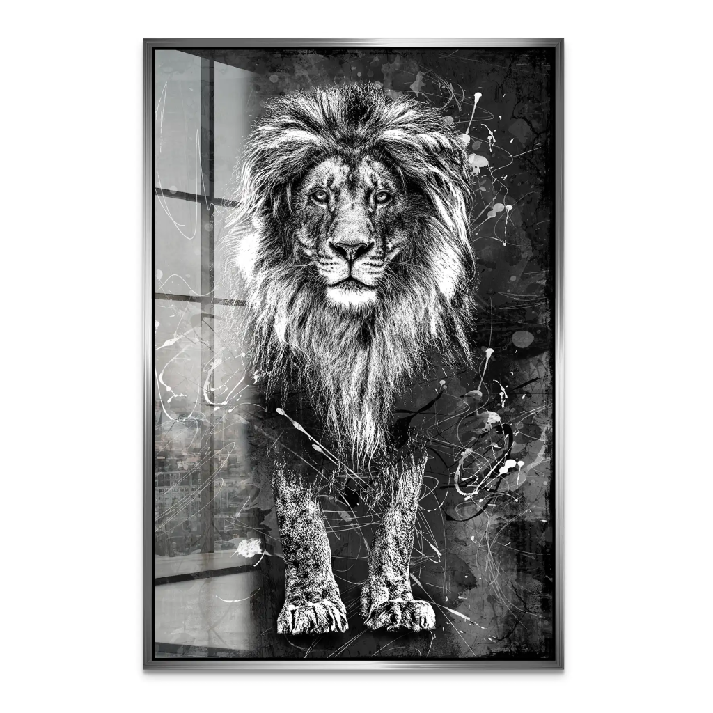 Löwe Abstrakt Black Acrylglas Bild INGALERIE