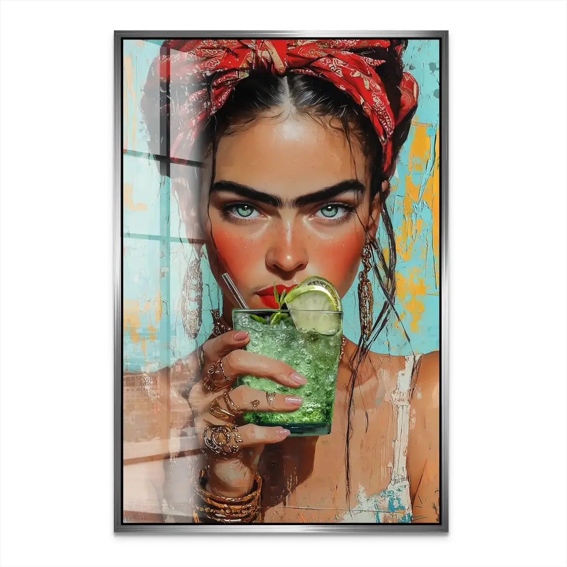 Frida Kahlo Mint Acrylglas Bild