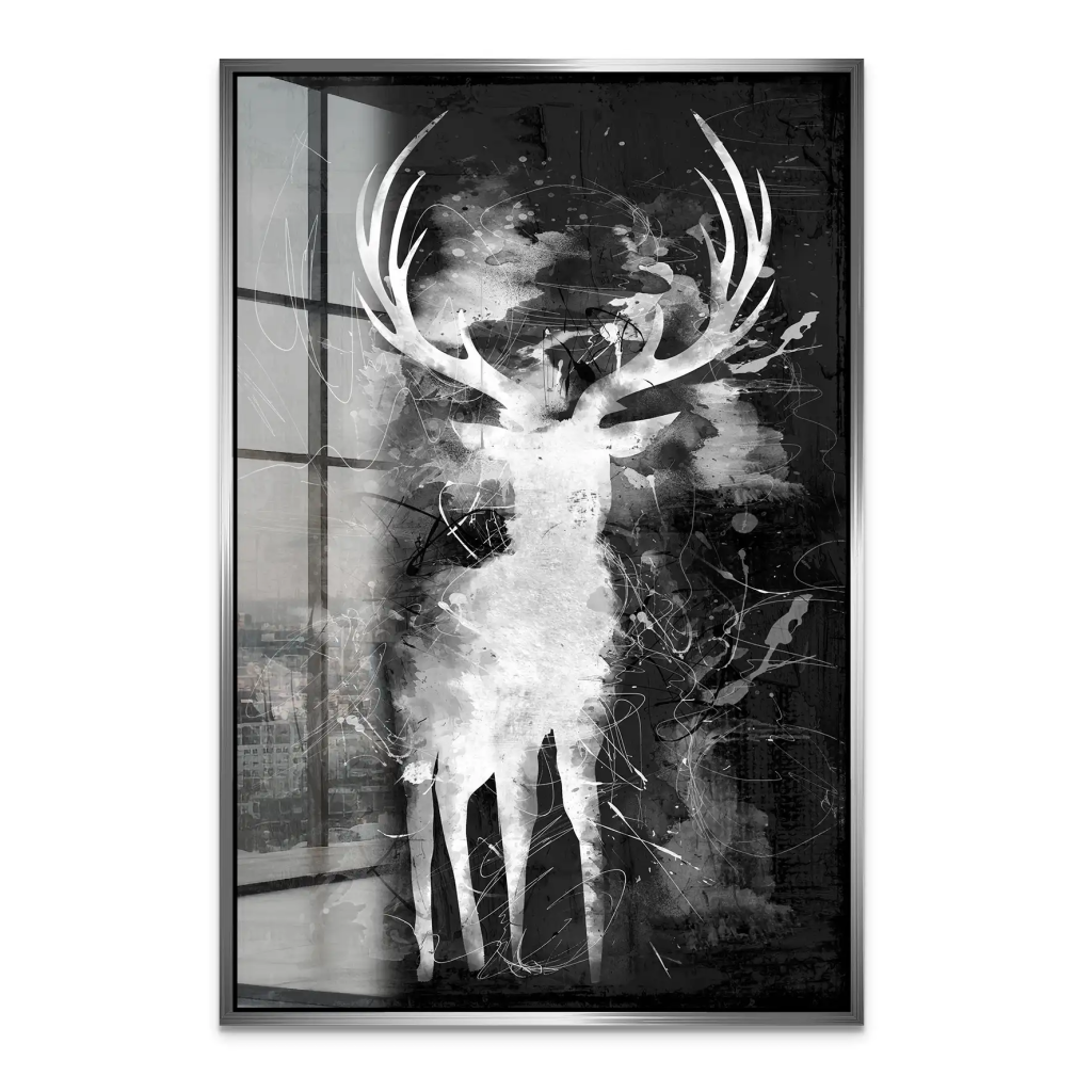 Hirsch Abstrakt Black Style Acrylglas Bild INGALERIE