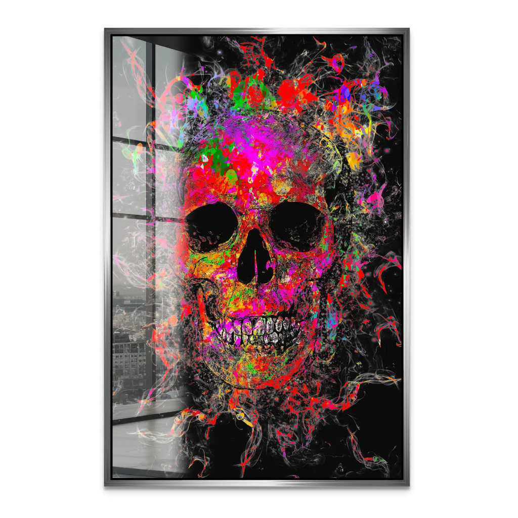 Totenkopf Abstrakt Color Acrylglas Bild INGALERIE