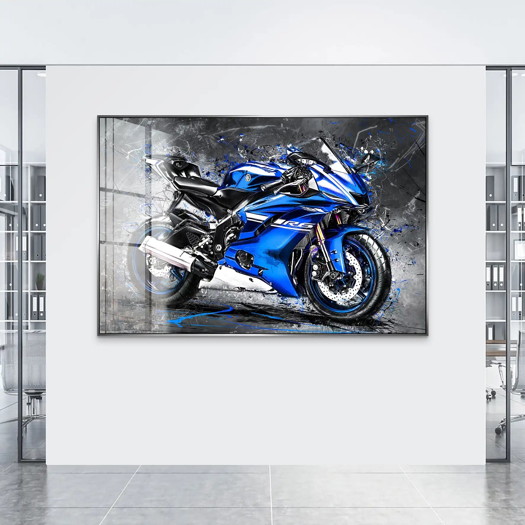 Yamaha R6 Abstrakt Blau Acrylglas Bild INGALERIE
