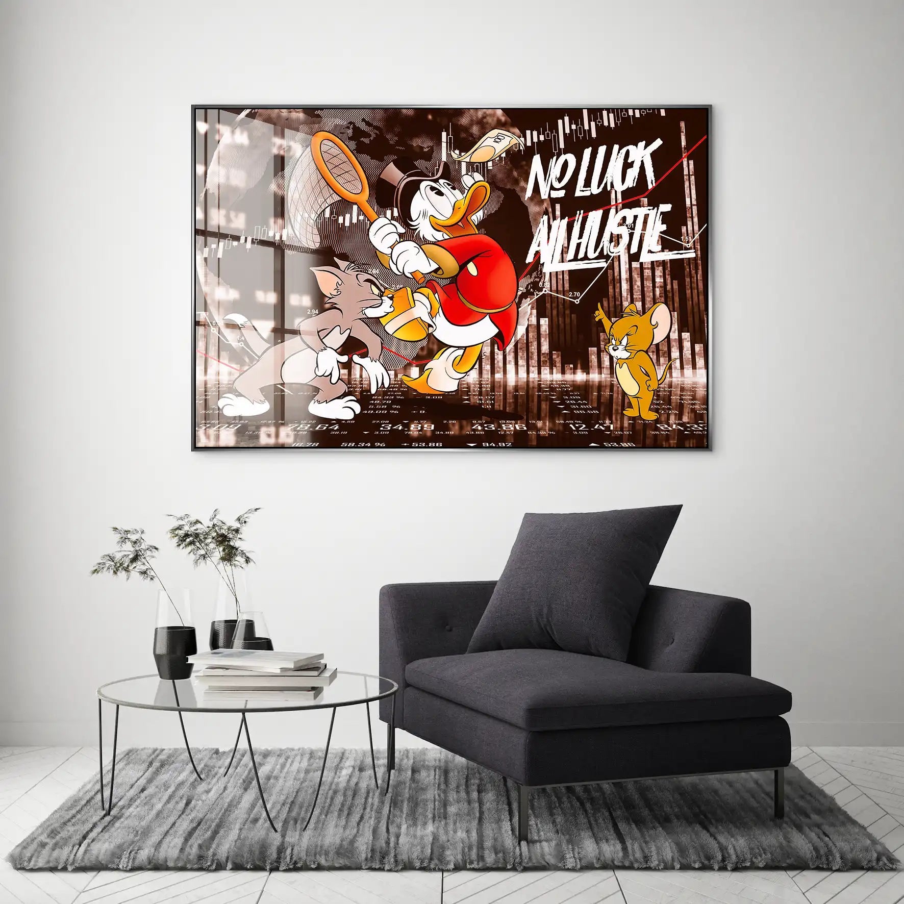 Wallstreet Dagobert All Hustle Retro Acrylglas Bild INGALERIE