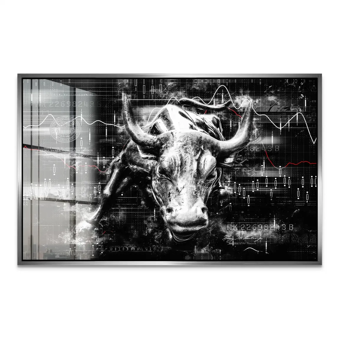 Börsenbulle Noir Acrylglasbild