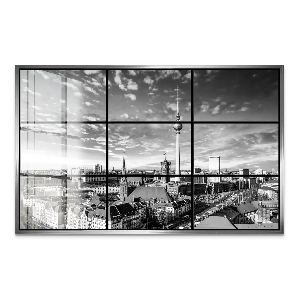 Berlin Skyline Noir Acrylglas Bild