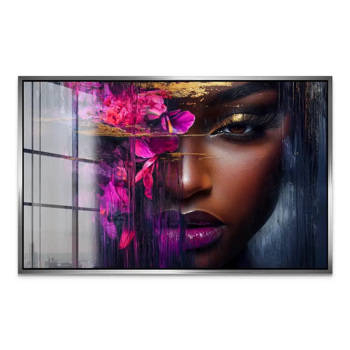 Gold Blütenmagie Acrylglas Bild INGALERIE
