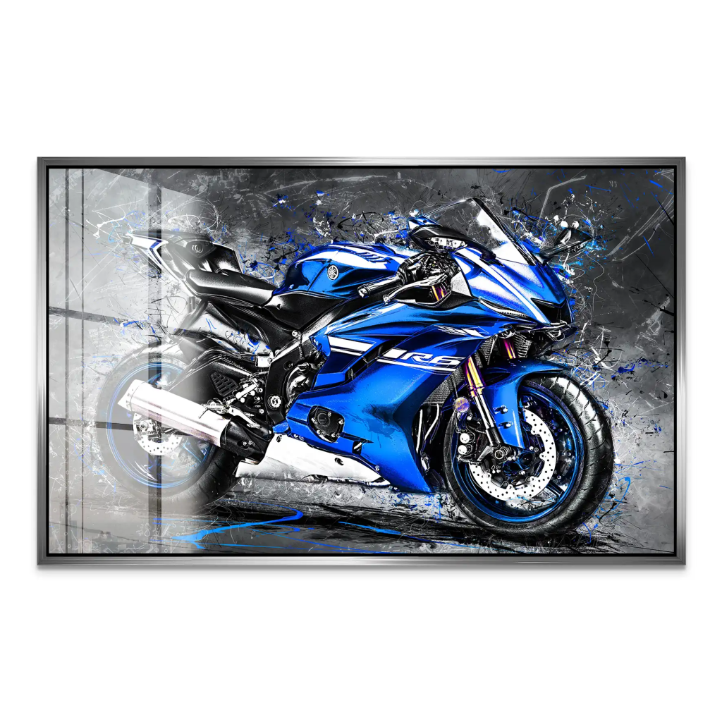 Yamaha R6 Abstrakt Blau Acrylglas Bild INGALERIE
