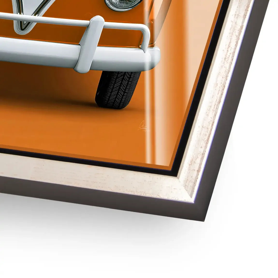 Orange VW Bulli Acrylglasbild