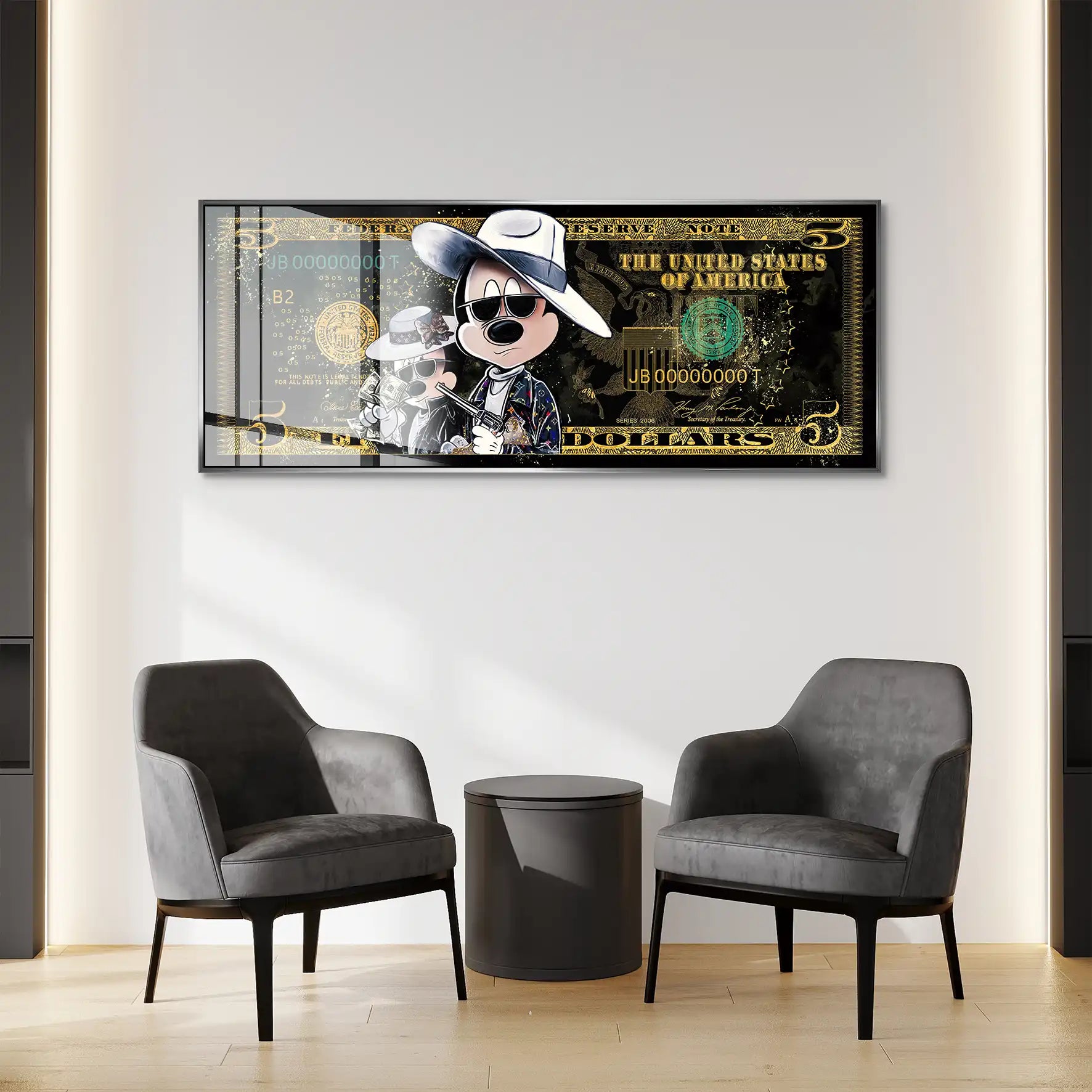 Micky und Minnie Dollar Modern Pop Art Acrylglas Bild INGALERIE