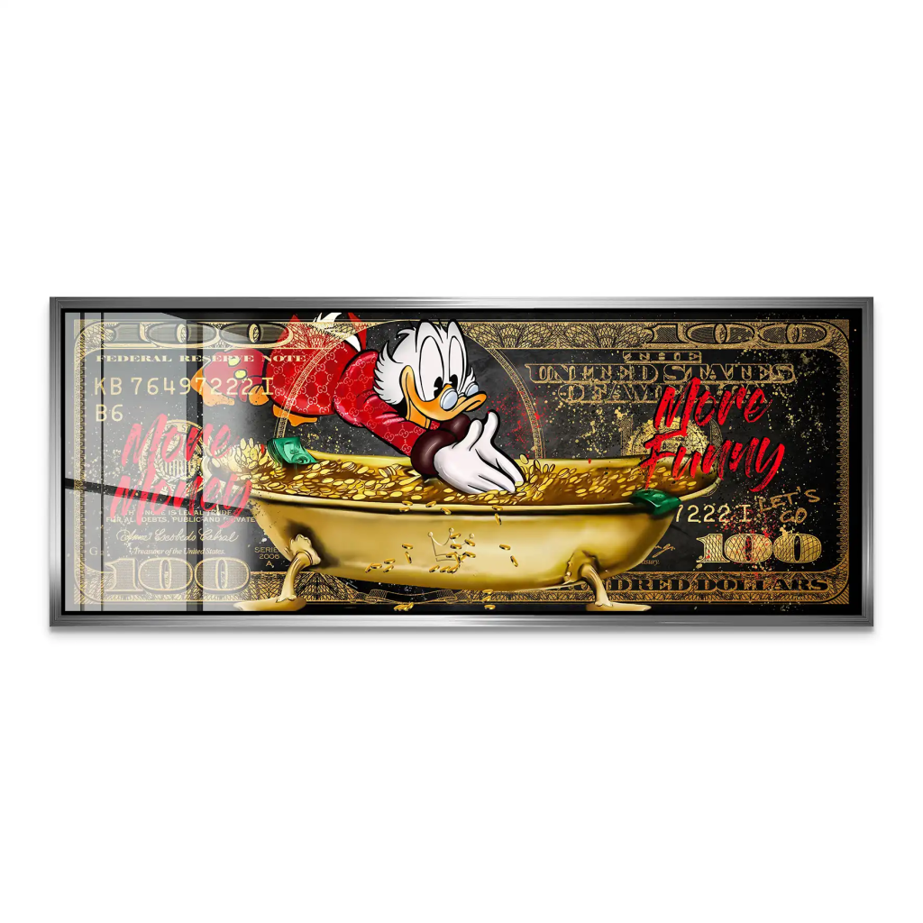 Dagobert Dollar More Money Pop Art Acrylglas Bild INGALERIE
