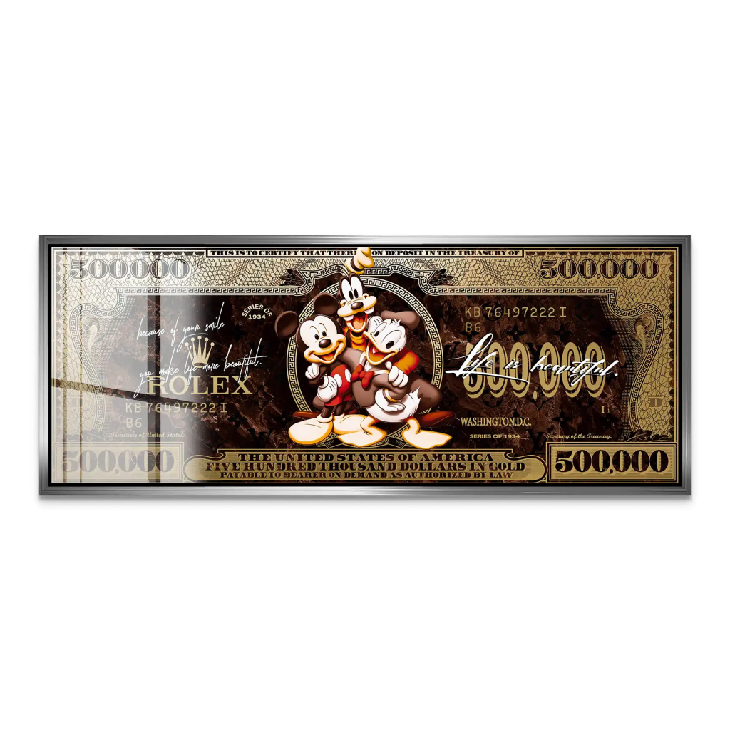 Micky Goofy Donald Retro Dollar Acrylglas Bild INGALERIE