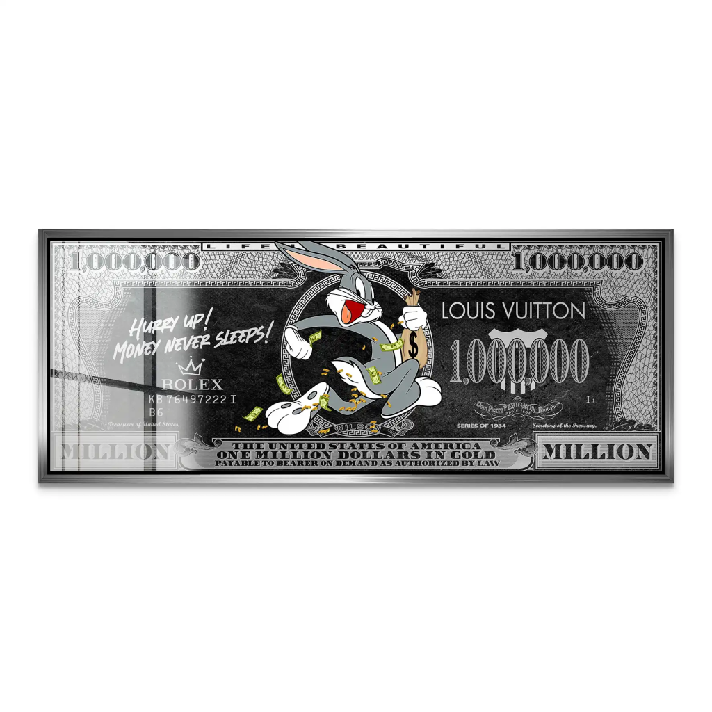 Bunny Dollar Hurry Up Black Style Acrylglas Bild INGALERIE