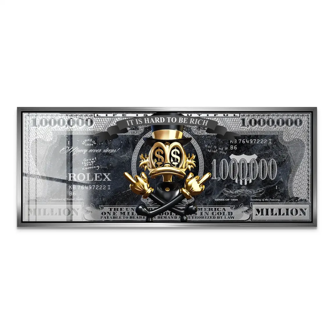 Dagobert Duck Totenkopf Black Dollar Acrylglas Bild INGALERIE